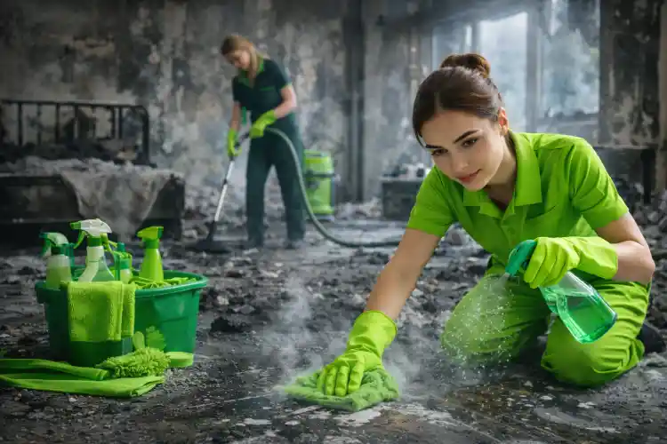 Уборка после пожара в Гродно